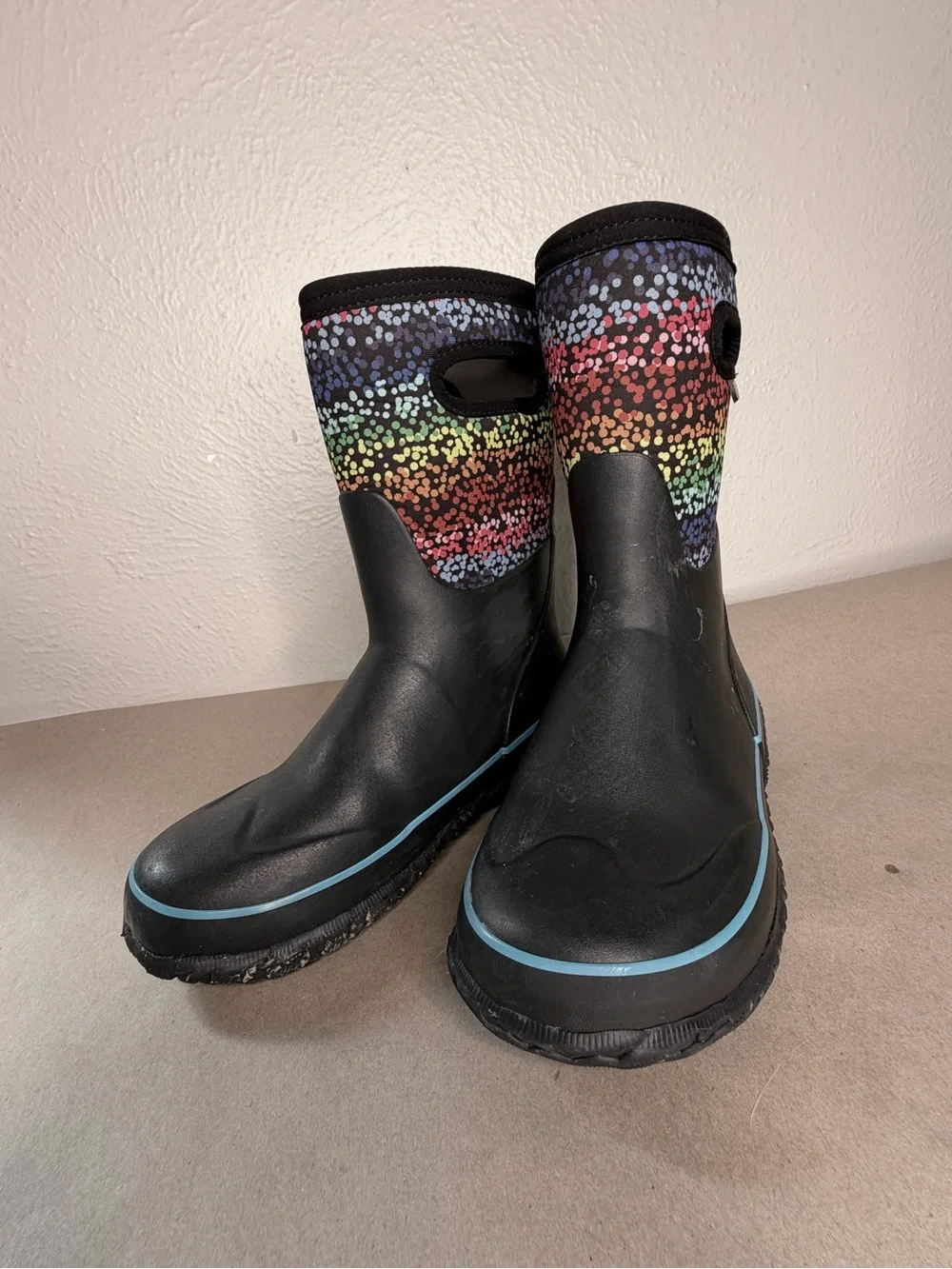 BOGS Grasp Rainbow black tall rubber boot